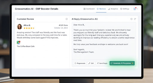 Review reply management screen